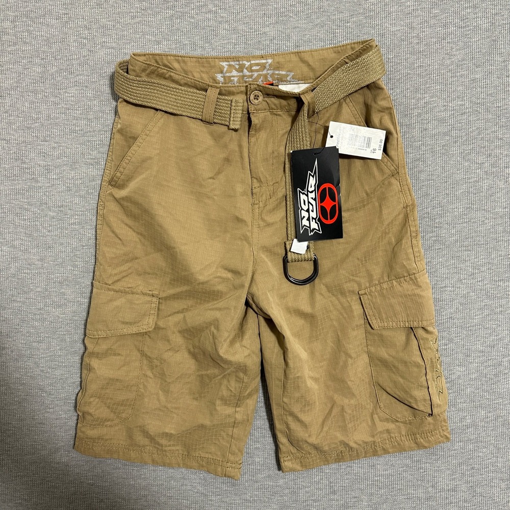 No Fear Khaki Ripstop Belted Cargo Shorts Tan Skater Boys Size 16 60S03469